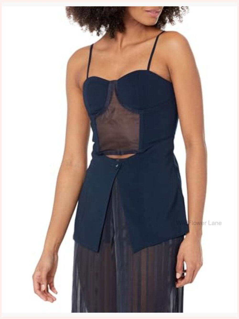 Women's Sky Captain Organza Inset Long Corset Top - Picture 2 of 7